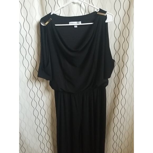 Emma & Michele Women Elegant Cold Sleeve Wide Straight Leg Jumpsuit Black Size L - Picture 11 of 16
